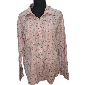 At Last Collection 100% Cotton Floral Pintuck Blouse